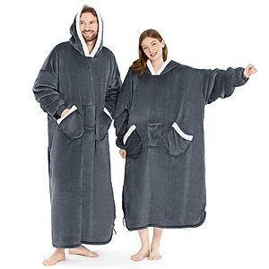 L'AGRATY Unisex Oversized Wearable Blanket Christmas Hoodie (Grey, 50")