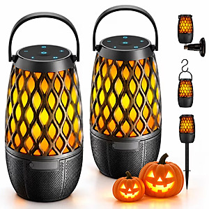DTIRD 2-Pack IPX5 Bluetooth Outdoor Speakers with Lights with Multi-Sync $79.89
