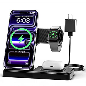 GETPALS 3-in-1 Foldable Wireless Charging Station for iPhone, Apple Watch & AirPods