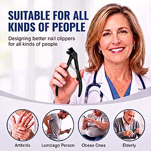 LEPULER S2 Steel Long Handle Toenail Clippers for Seniors $9.89 AC