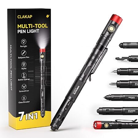 CLAKAP P3 7-in-1 Multitool Pen Light, Rechargeable Pocket Flashlight Clip $9.99 AC
