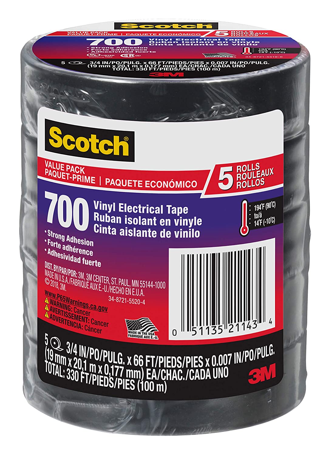 Scotch 700 Vinyl Electrical Tape 24413 Ba 6 3 4 In X 66 Ft X 0 007 In Marked Down From 19 55 9 98
