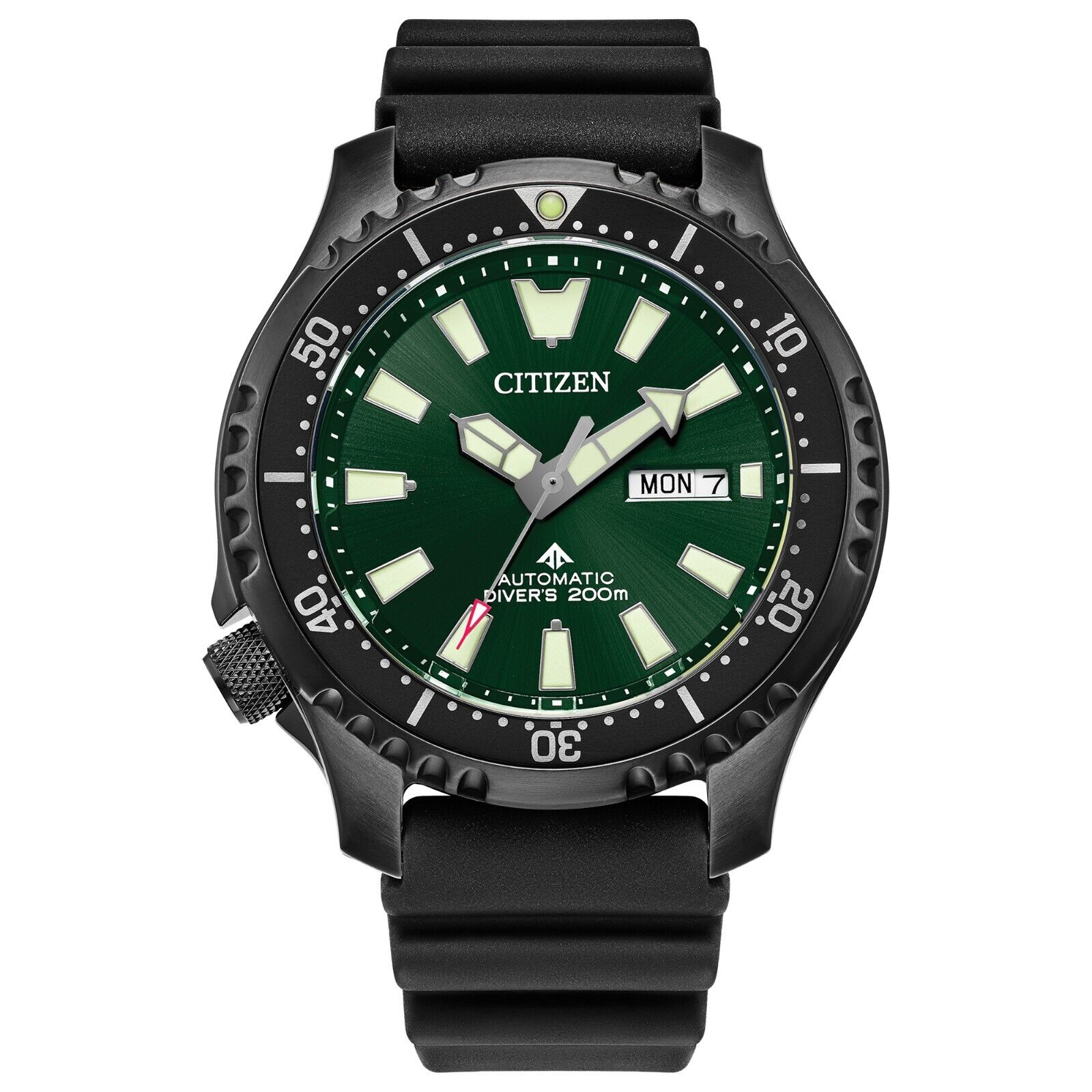 Citizen Automatic Men's Calendar 44MM Black w/Green Dial Watch NY0155-07X $150.75 Refurbished Ebay
