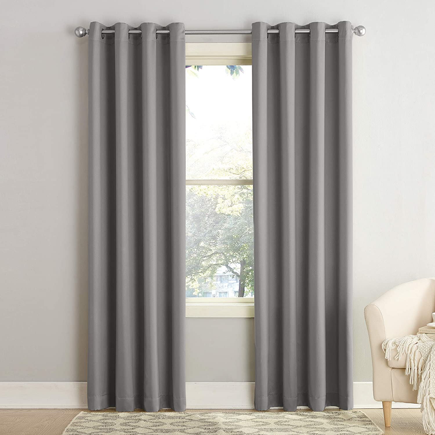 Amazon.com: Sun Zero Barrow Energy Efficient Grommet Curtain Panel, 54" x 95", Gray : Home & Kitchen $7.35