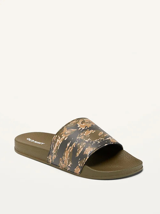Old Navy Gender-Neutral Faux-Leather Slide Sandals for kids olive ...