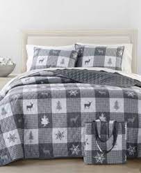 Martha Stewart Collection Grey Plaid Full/Queen 4-Piece Quilt Bag Set, FREE SHIPPING $29.98