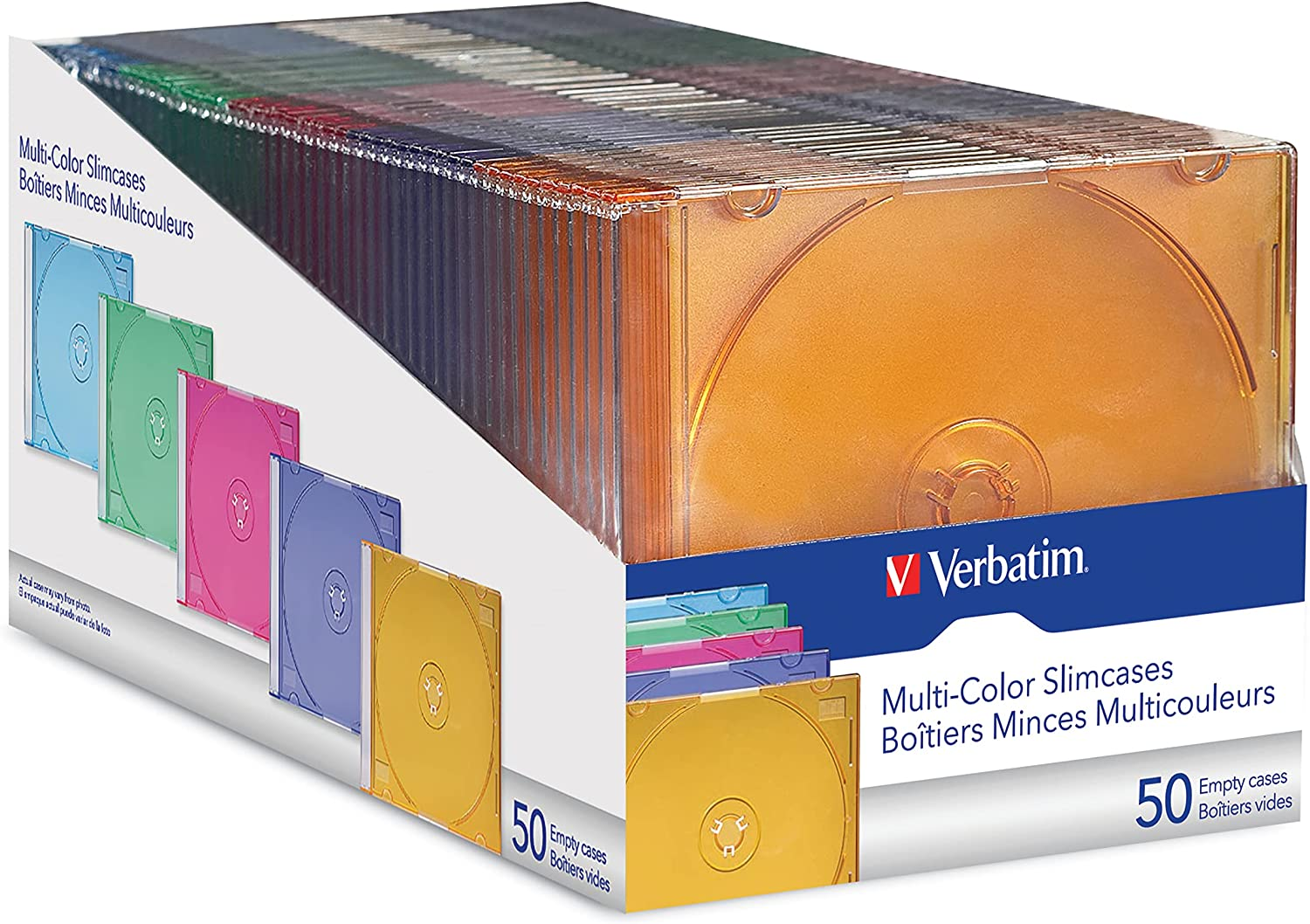 Amazon.com: Verbatim CD/DVD Slim Jewel Cases (0.21 inches) - Assorted Colors - 50 pack $11.83