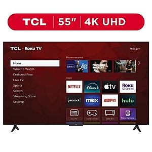 TCL 55” Class S4 (55S451) 4K UHD HDR Smart TV with Roku TV $188