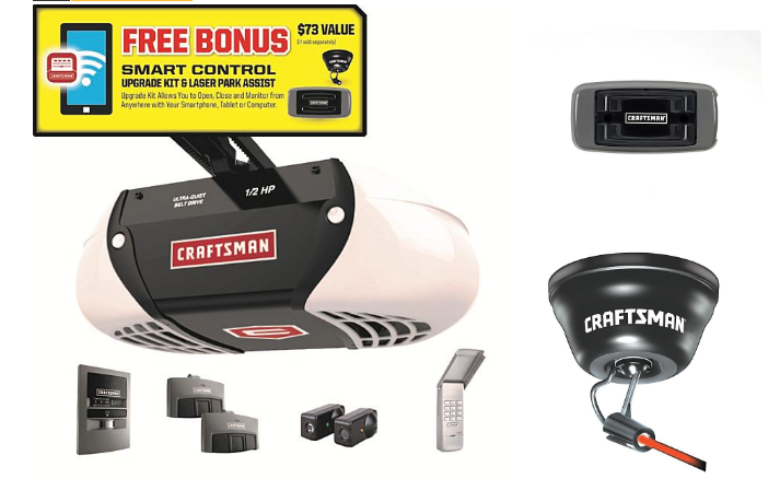Craftsman 1 2 Hp Belt Drive Garage Door Opener With Bonus Smart