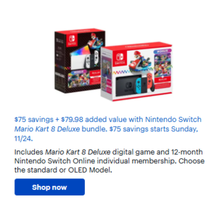 Best Buy Confirmed $75 off Nintendo Switch Mario Kart Deluxe OLED Bundle starting 11/24 $274.99