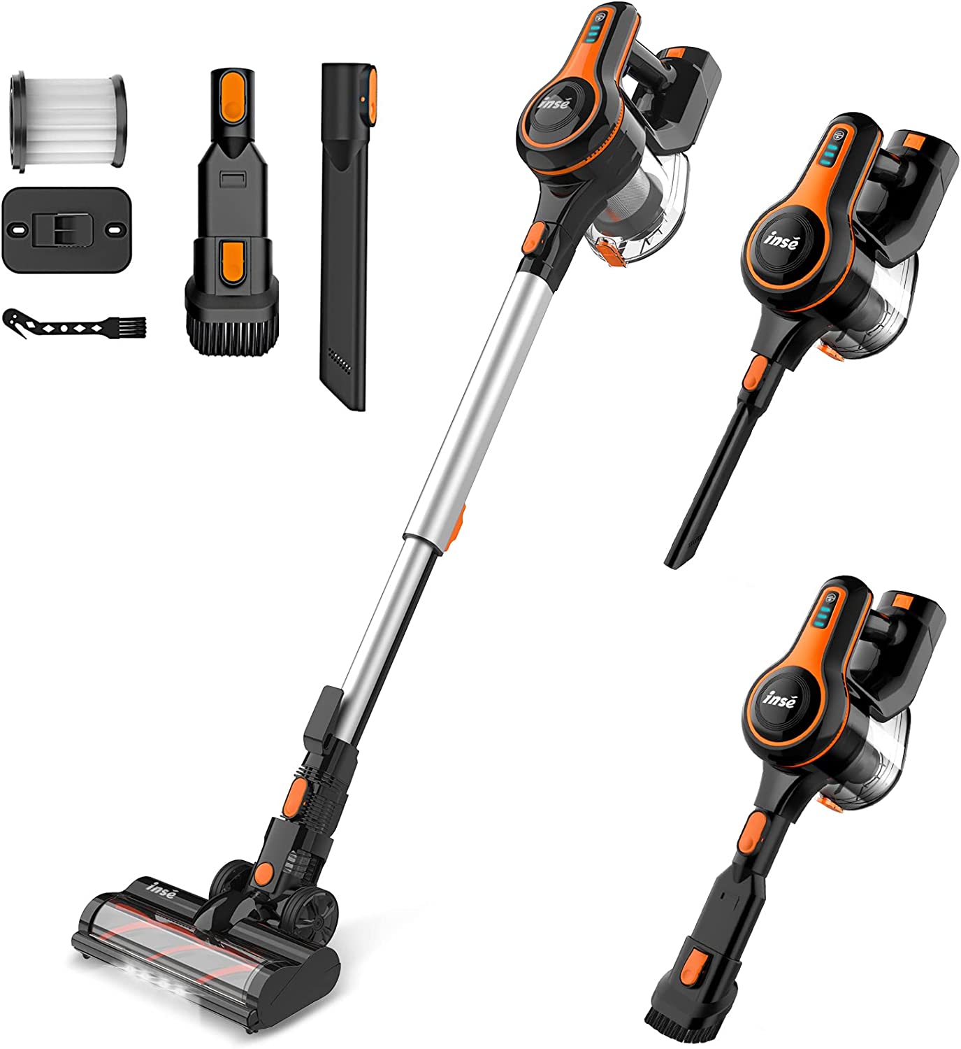 INSE Cordless Vacuum Cleaner, 25Kpa Powerful Stick Vacuum, 6-in-1 Rechargeable Vacuum with 2500m-Ah Battery Up to 45mins Runtime, Lightweight Vacuum Cleaner for Pet Hair Har$129.99