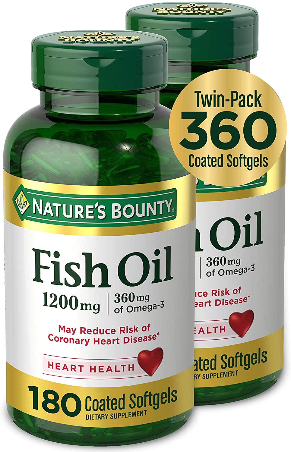 Nature's Bounty, Fish Oil 1200 mg Twin Packs, 360 Softgels $12.21 S&S