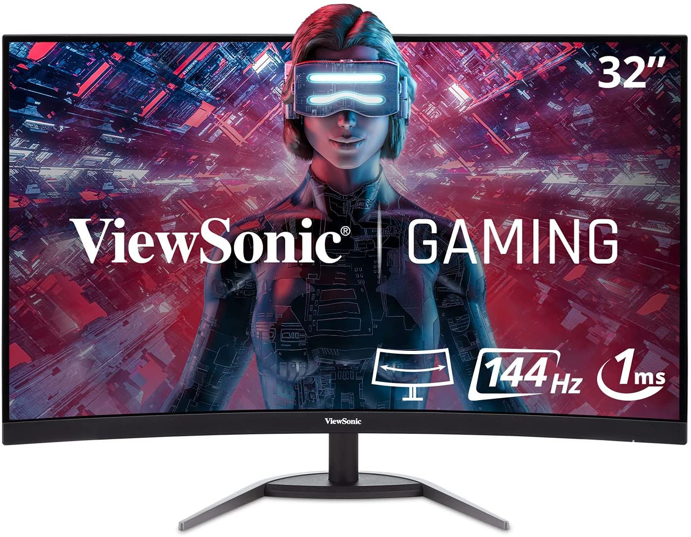 ViewSonic VX3268-2KPC-MHD 32 Inch 1440p Curved 144Hz 1ms Gaming Monitor with FreeSync Premium Eye Care HDMI and DP $299.99