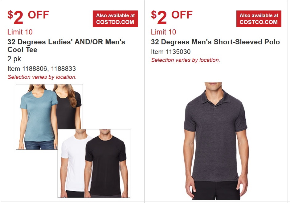 32 Degrees Cool Tee And Polos Sale 8 Costco Store Online 4 17 2019 6 9 2019 Free Shipping