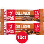 CAVEMAN FOODS Chocolate Walnut / Chocolate Chip Collagen Protein (1.66 OZ.) 12 Bars $3.97