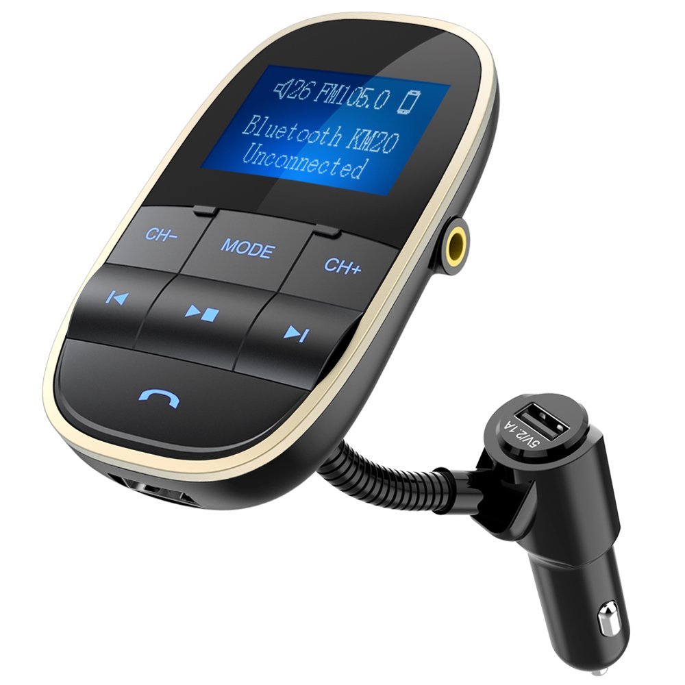 Bluetooth Car FM Transmitter Audio Adapter Receiver Wireless Hands free Voltmeter Car Kit TF Card AUX USB $10.56