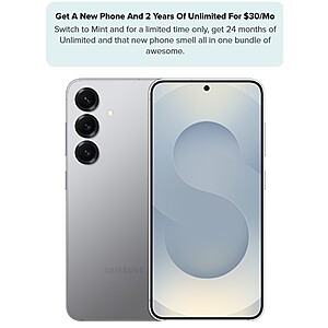 New Mint Mobile Customers: 128GB Samsung Galaxy S25 + 2-Years Unlimited Plan 0 & More + Free Shipping