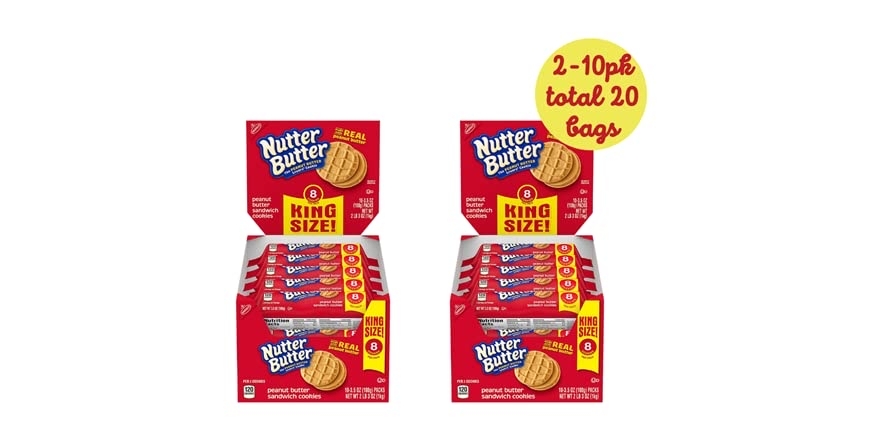 (2 Pack) Nabisco Nutter Butter King Size 10Count - $21.49 - Free shipping for Prime members - $21.49
