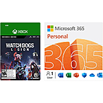Microsoft 365 Personal 12 Month Auto-Renewal / Watch Dogs: Legion Xbox Series X &amp; Xbox One (Email Delivery) - Subscription License - Non-commercial - antonline.com $34.99
