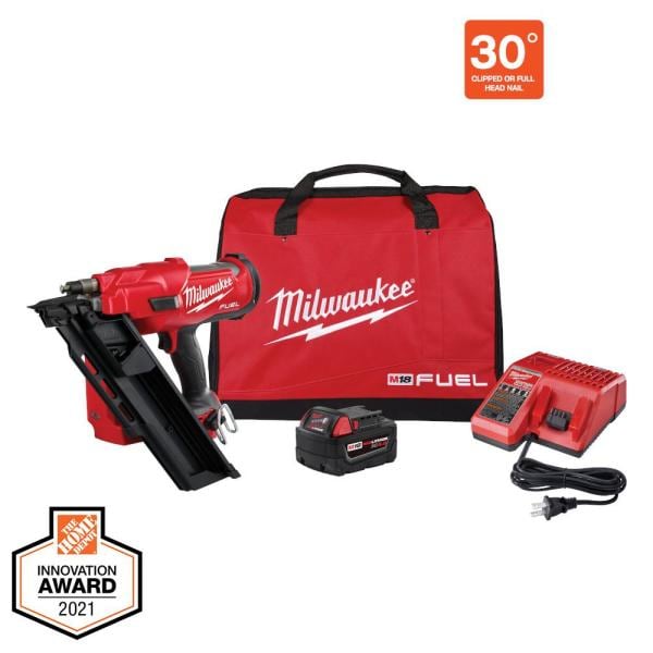 Milwaukee M18 FUEL 3-1/2 in.  Lithium-Ion Brushless Cordless Framing Nailer Kit with 5.0 Ah Battery Charger, Bag $199 @ Home Depot YMMV
