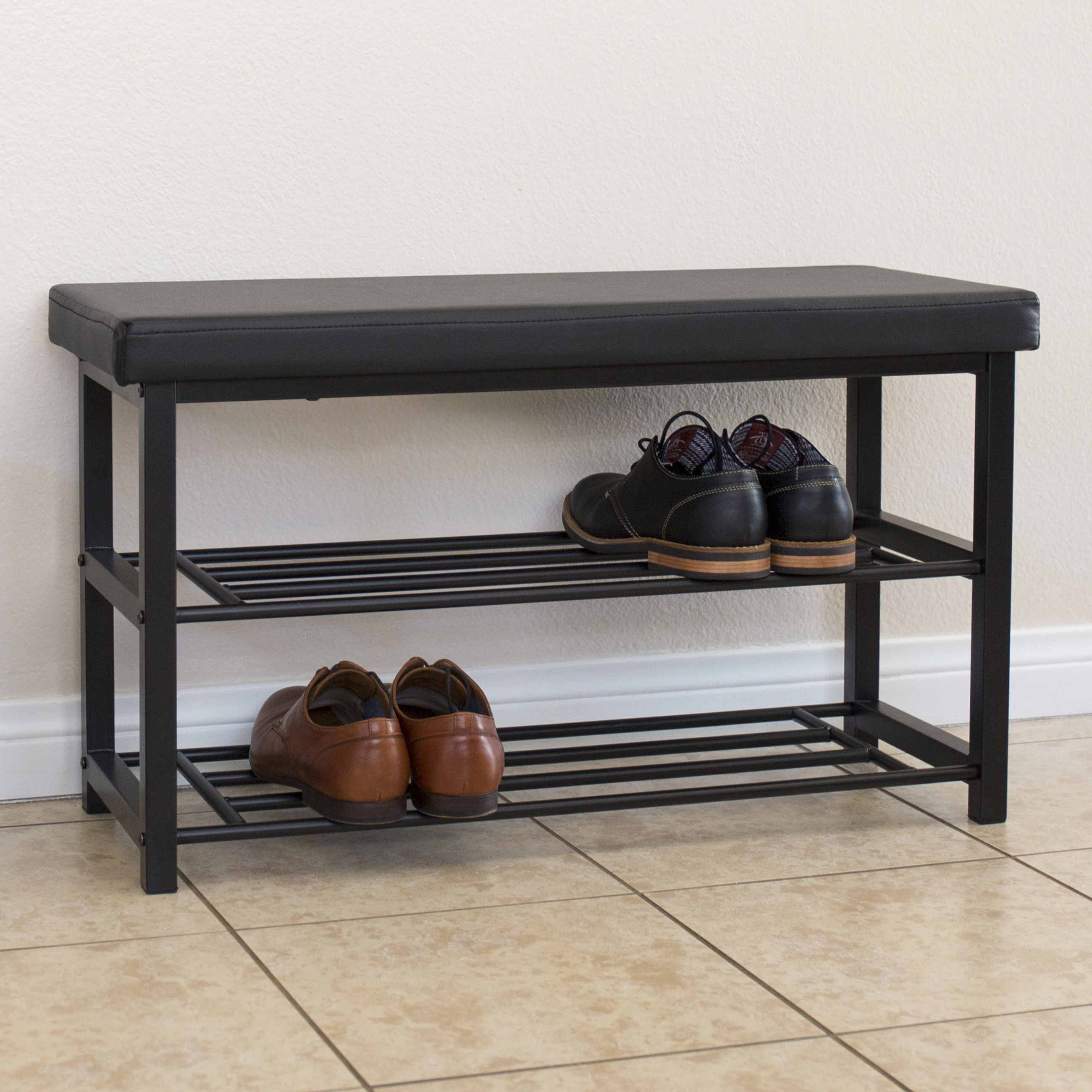 Metal Bench And Shoe Rack With Leather Top Free Delivery 24 98