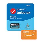 TurboTax Deluxe Federal 2023 + $10 Amazon Gift Card (Digital Download) $37 &amp; More