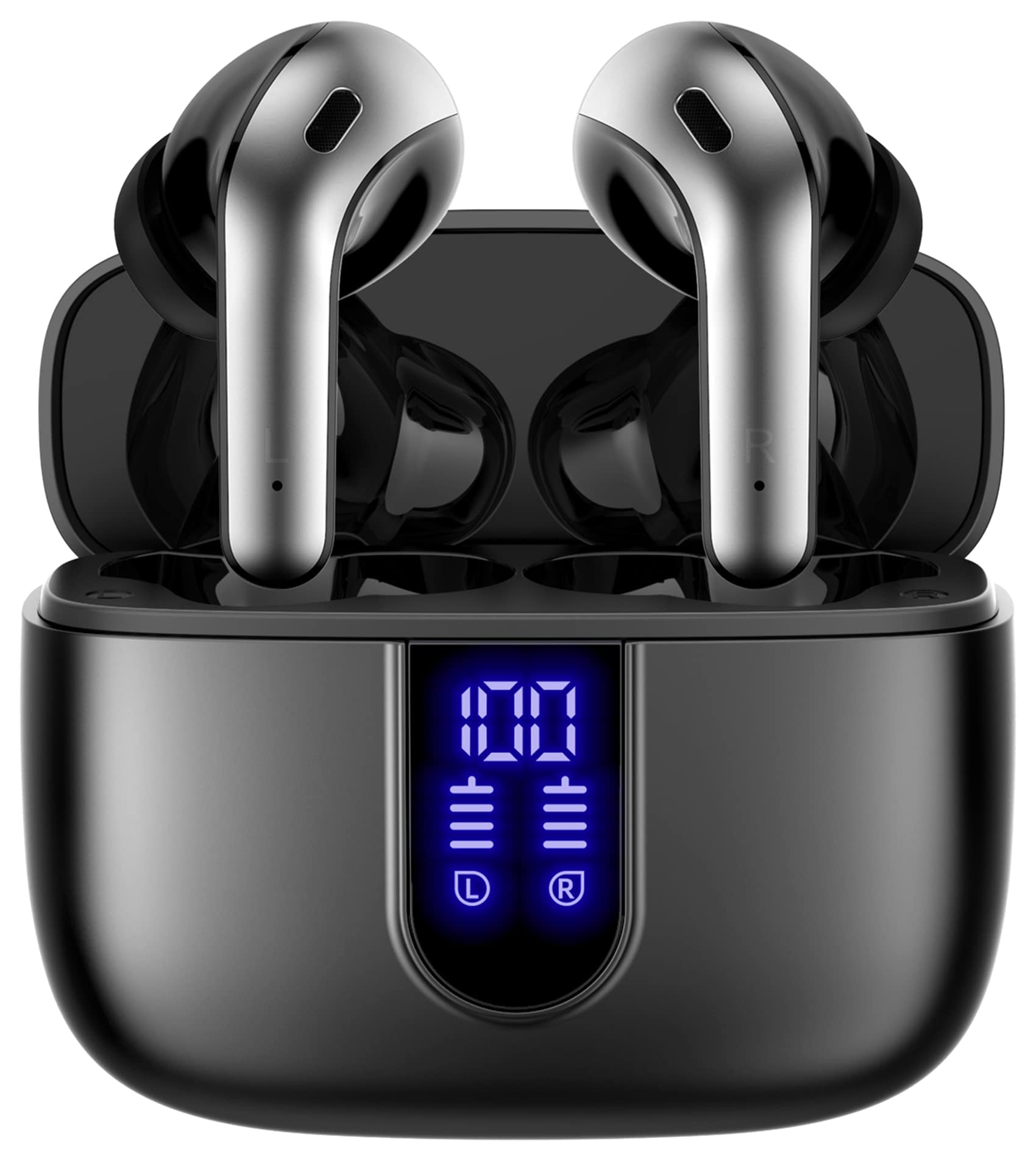TAGRY Bluetooth Headphones True Wireless Earbuds 60H Playback LED Power Display Earphones with Wireless Charging Case IPX5 Waterproof in-Ear Earbuds - $23.78