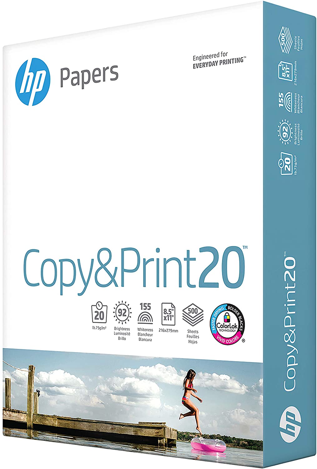 HP Copy & Print 8.5 x 11 Multipurpose Paper, 20 lbs., 92 Brightness, 750 Sheets/Ream