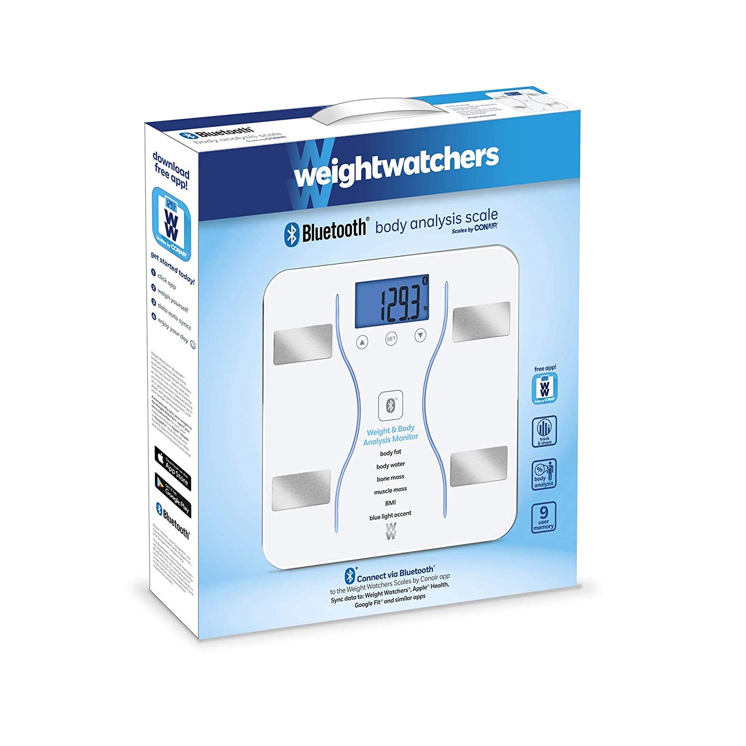 Ww Scales By Conair Bluetooth Body Analysis Bathroom Scale