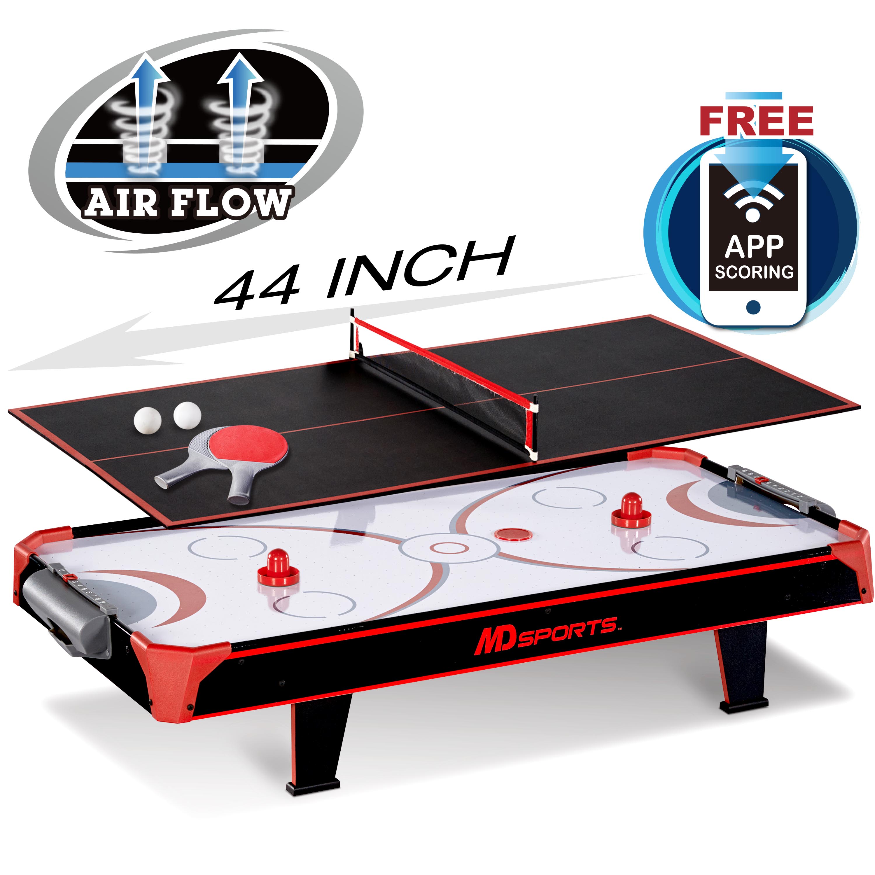 Md Sports 44 Inch Air Powered Hockey Table Top With Table Tennis