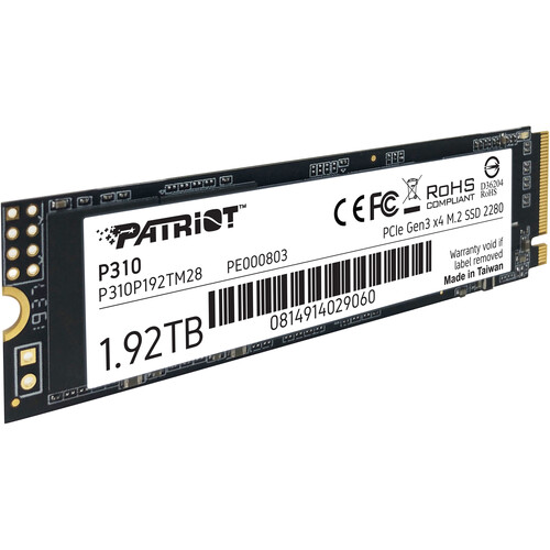 Patriot P310 1.92TB 2280 M.2 PCIe 3.0 NVMe SSD $129.99 W/FS $129.97