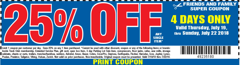 Harbor Freight 25% coupon July 19- 22 only
