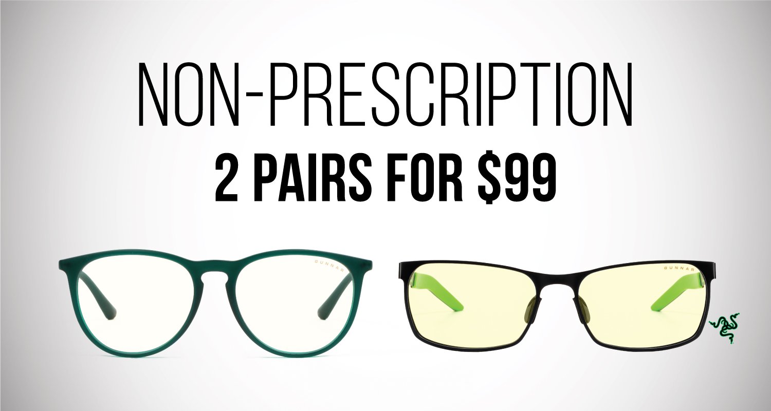 Gunnar Optiks: Prescription 2 Pairs for $149, Non-Prescription 2 Pairs for $99