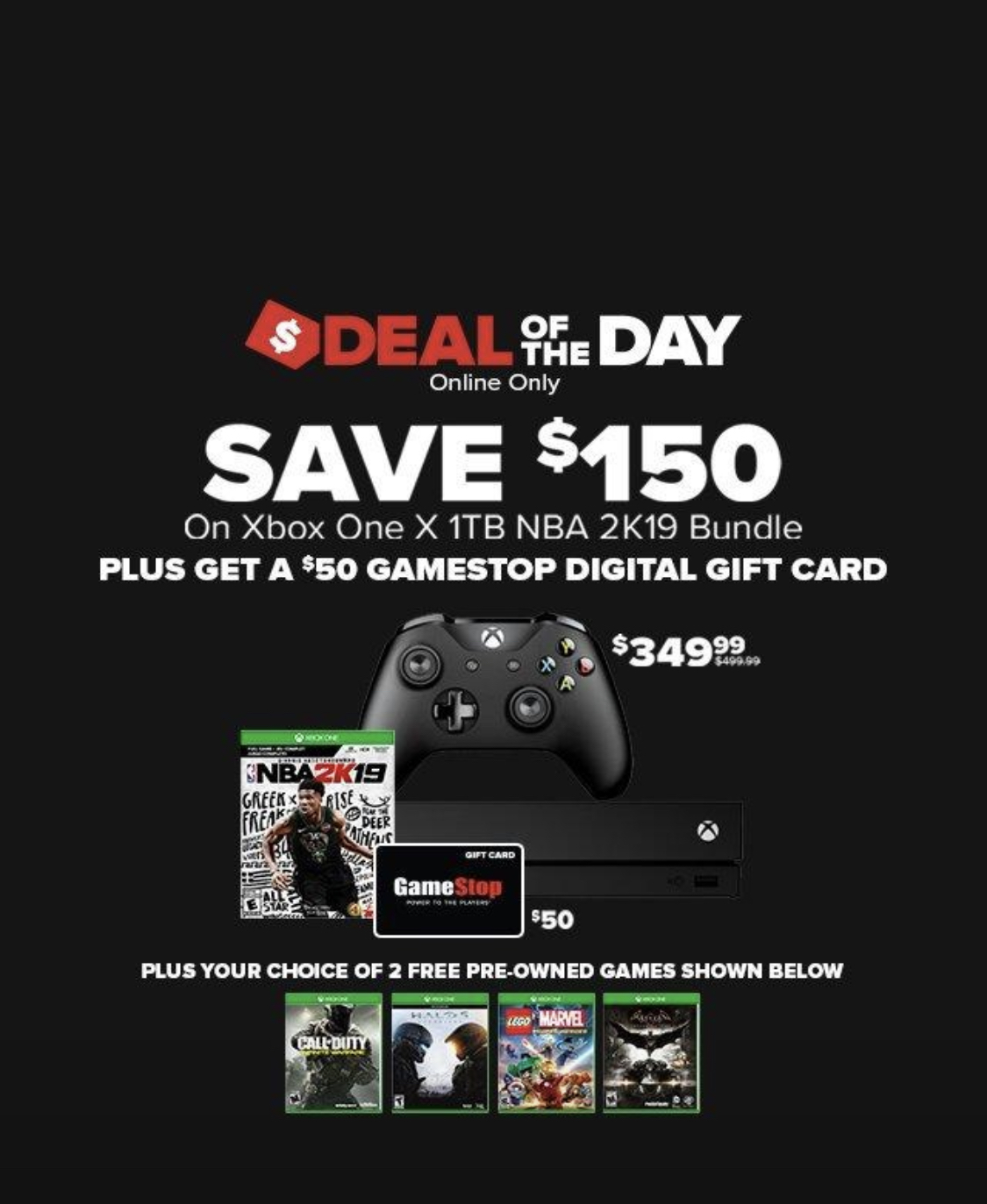 34999 Xbox One X 1tb Nba 2k19 Bundle With 50 Gift Card