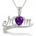 Amethyst and Diamond MOM Pendant $19 or 3.00 Carat All Natural Pear Shape Blue Topaz and Diamond Heart $27 + Free Shipping