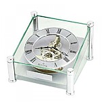Bulova Quantum Glass Skeleton Table / Desk Clock $50 shipped