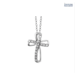 1/4ctw Genuine Diamond Ribbon Cross Pendant Necklace in Sterling Silver -  $39.99 + Free Shipping