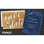25-Count 5 x 7&quot; Save the Date Cards or Wedding Invitations (Single- or Double-Sided Flat)- Staples via Groupon $9.99