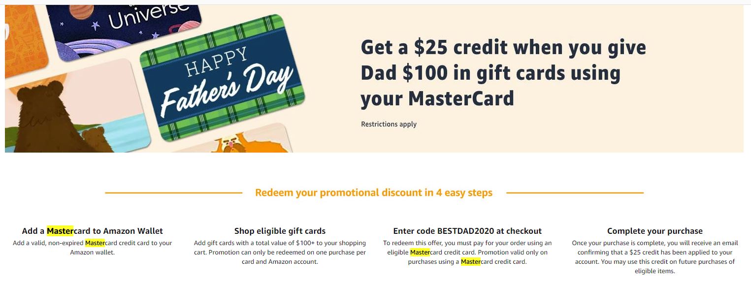 Ymmv 25 Credit When You Buy 100 Amazon Giftcard Using