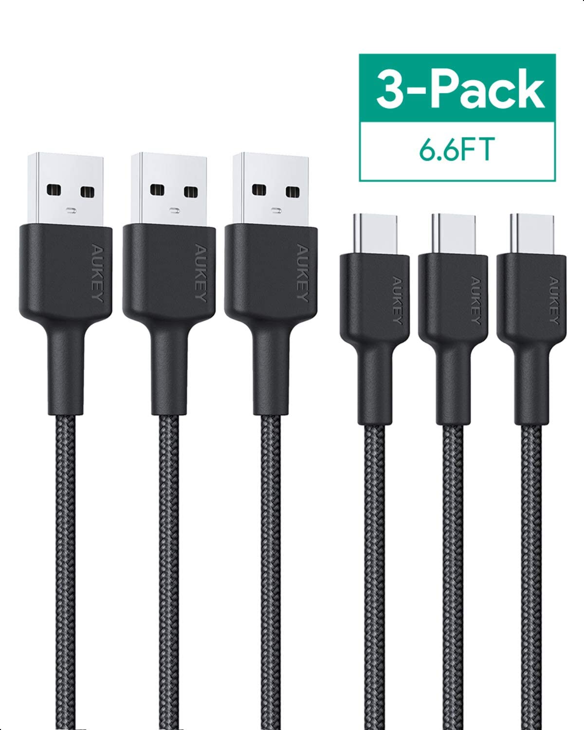 USB C Cable AUKEY USB C to USB A USB 2.0 [ 6ft 3-Pack ] - Amazon $8