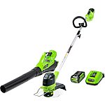 Greenworks G-MAX 40V Cordless String Trimmer and Leaf Blower Combo Pack, 2.0Ah Battery and Charger Included STBA40B210 - $116.99
