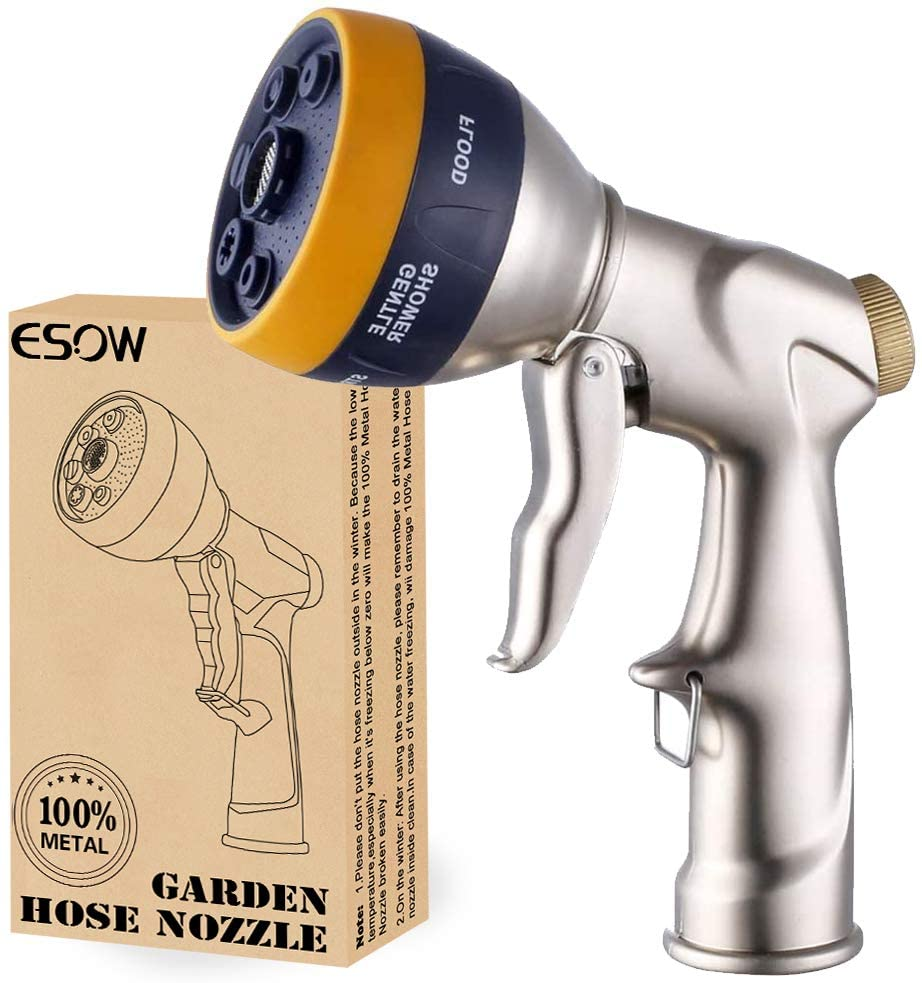 Amazon.com : ESOW Garden Hose Nozzle with Multi-Spray Nozzle Area Upgraded, 100% Heavy Duty Metal Spray Gun with Durable ABS-Plastic $11.95