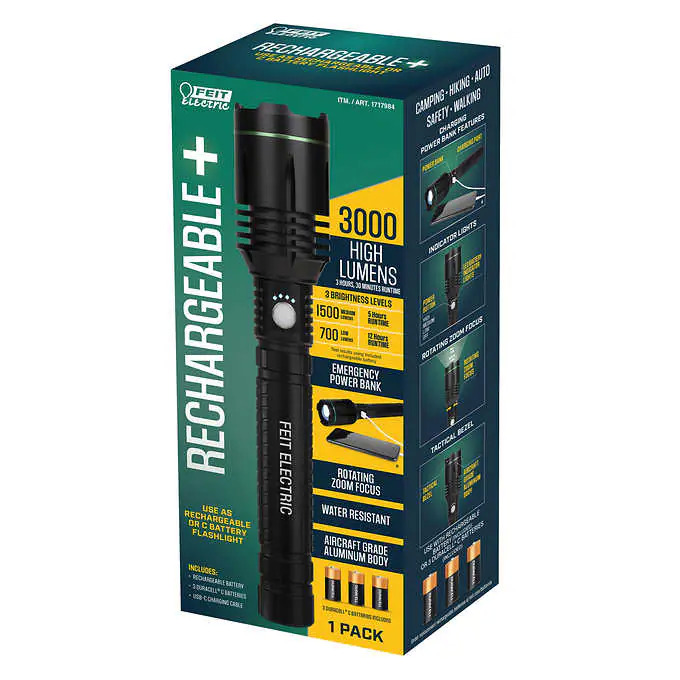 Costco Members InStore 3000 Lumen LED Flashlight with Rechargeable