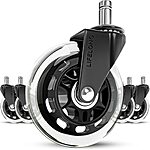 Lifelong Office Chair Wheels Replacement Rubber Chair Casters for Hardwood Floors and Carpet, Set of 5, Heavy Duty Casters for Chairs to Replace Office Chair Mats - Fits 98% $29.99