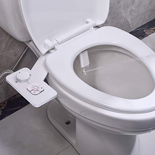 SAMODRA Non-electric Bidet Toilet Seat Attachment with Retractable Self-cleaning Dual Nozzles, Frontal & Rear Wash, Adjustable Pressure Switch for Cold Water (White-2PACK) $40
