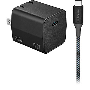Insignia 25W USB-C Compact Super Fast Charging Wall Charger Kit w/ 6' Cable $10.99 at Best Buy
