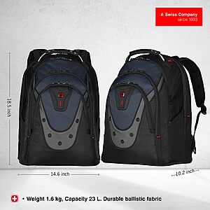 Wenger Ibex 17 inch Laptop Backpack, Men's and Women's Laptop Bag, Black/Gray/Blue $60