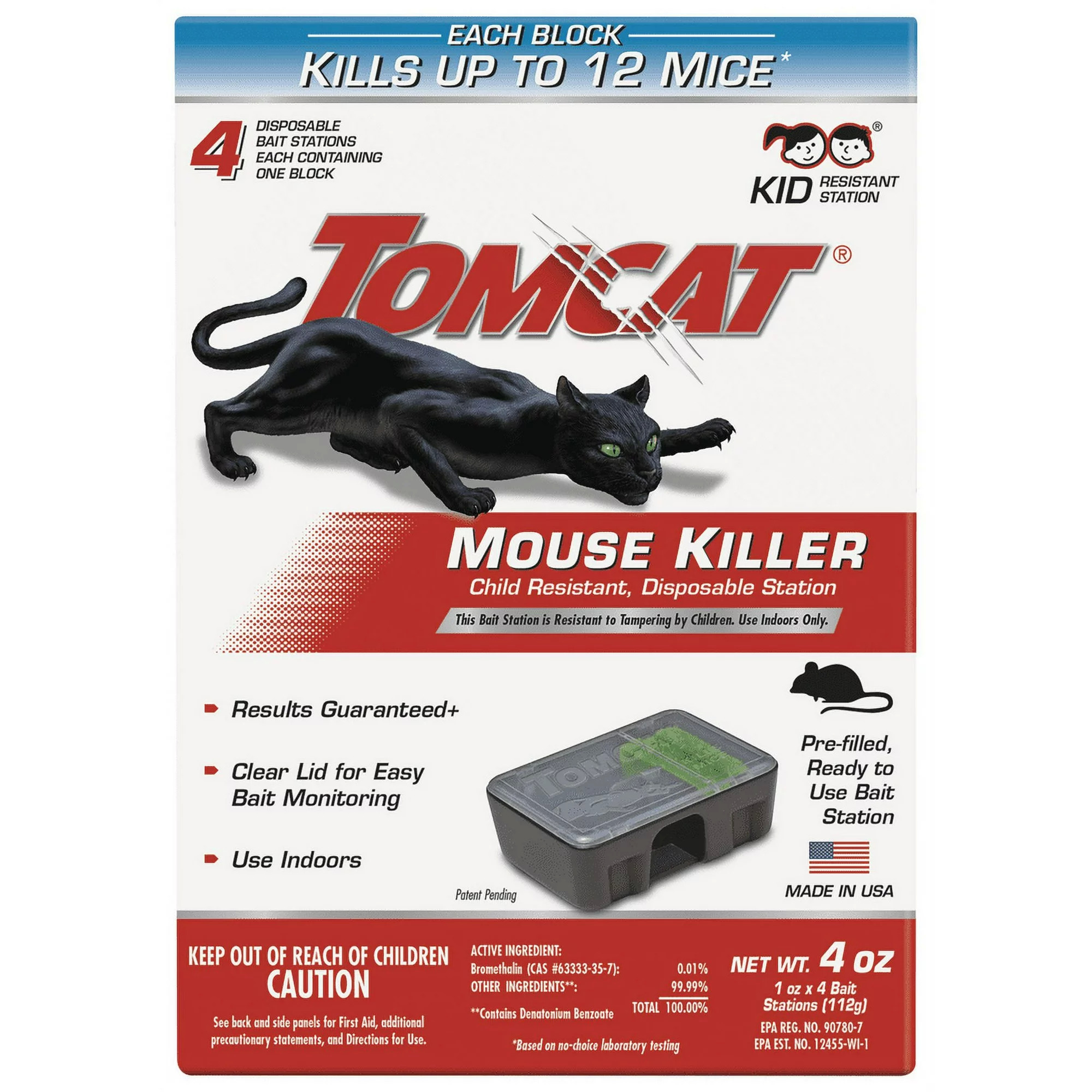 Tomcat Mouse Killer Child Resistant Disposable Station 4 Pre-Filled Ready-To-Use Bait Stations $5.38 Free Shipping w/Walmart+
