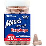 Mack's 50 pair -33db earplugs $4.99