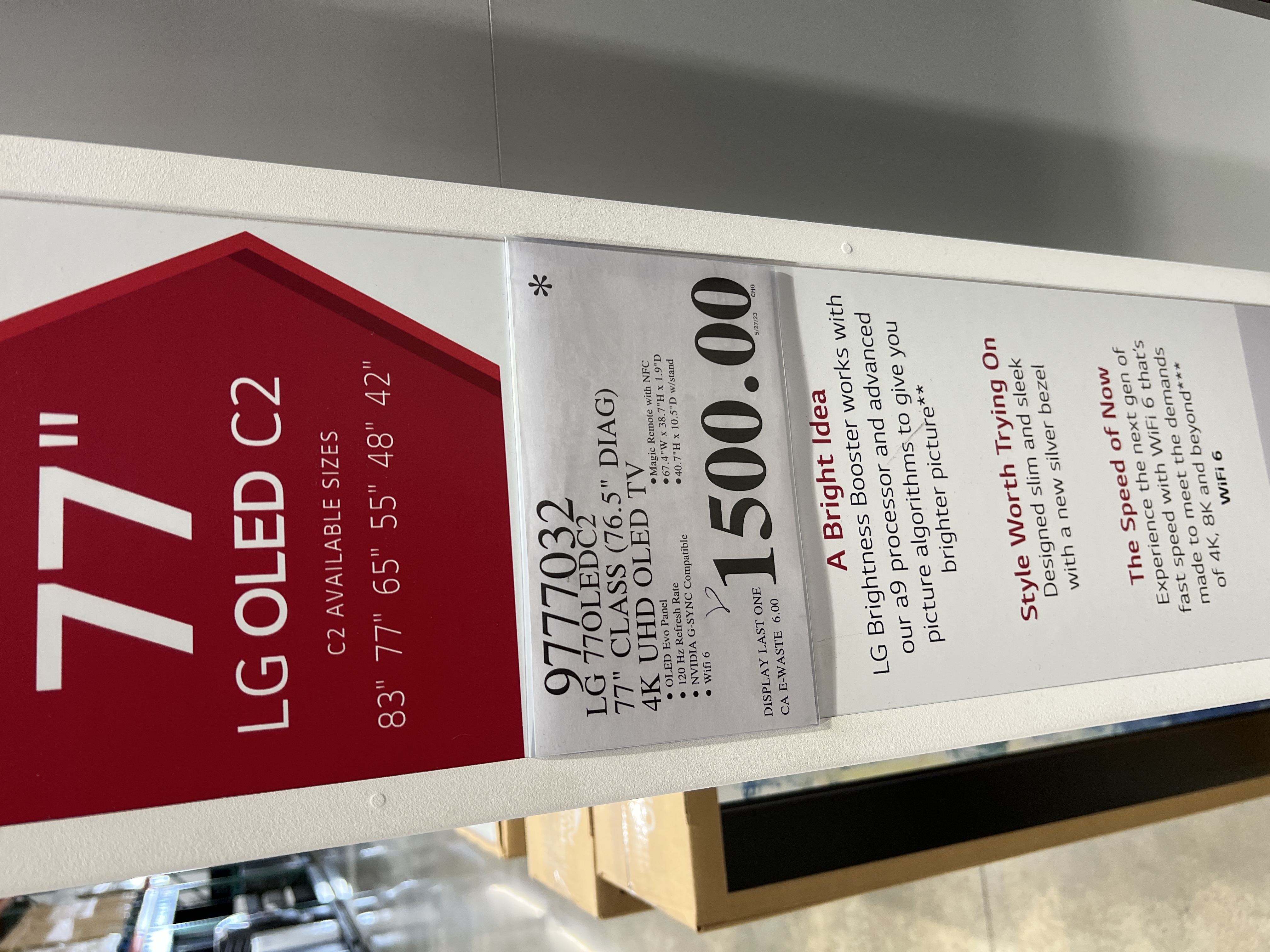 YMMV Costco in-store floor model - $1500 - LG 77" C2 OLED TV  - $1500